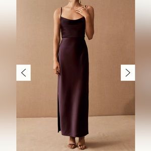 BHLDN Cali Satin Charmeuse Midi Dress (Eggplant)